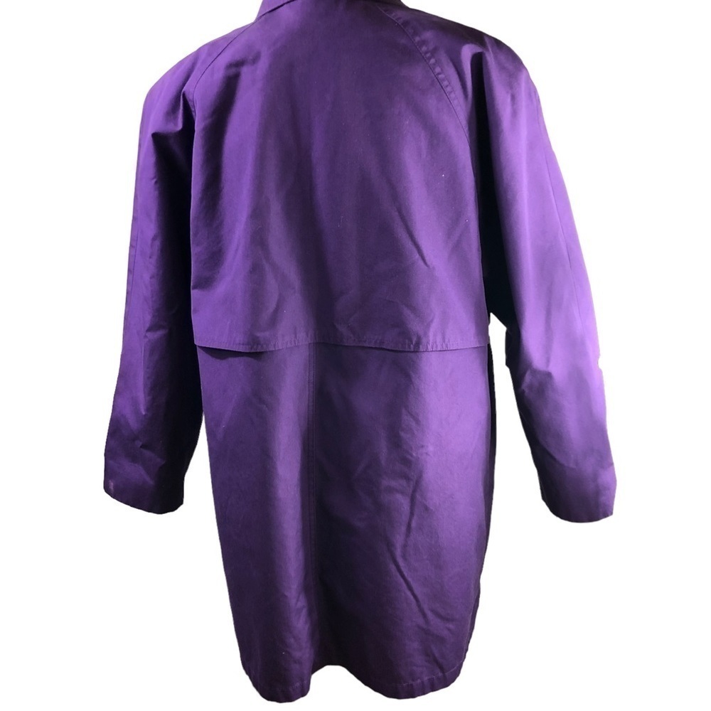 London Fog Trench Coat Women 8 Purple Zipout Plaid Lining Classic Career Vintage - Picture 6 of 15